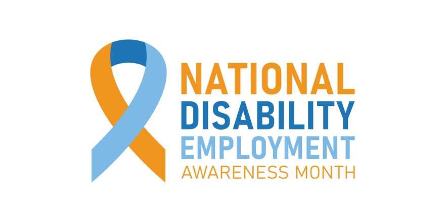 gold and blue ribbon for disability employment month